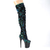 FLAMINGO-3004 Plateau Overknee Stiefel Pailletten Schwarz | Pleaser