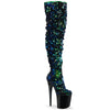 FLAMINGO-3004 Plateau Overknee Stiefel Pailletten Schwarz | Pleaser