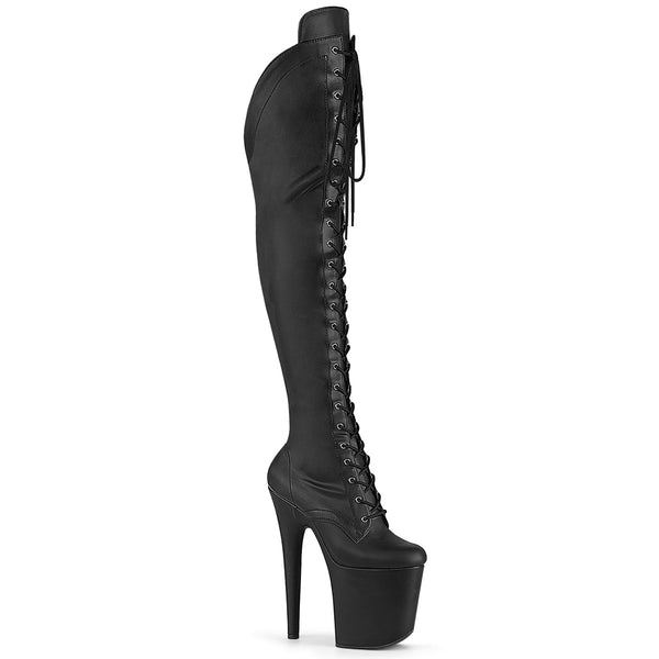 FLAMINGO-3014 Plateau Overknee Stiefel Schwarz Matt von Pleaser