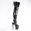 FLAMINGO-3017 - Plateau Overknee Stiefel Peeptoe mit offener Verse - Schwarz lack von Pleaser – Ansicht 5