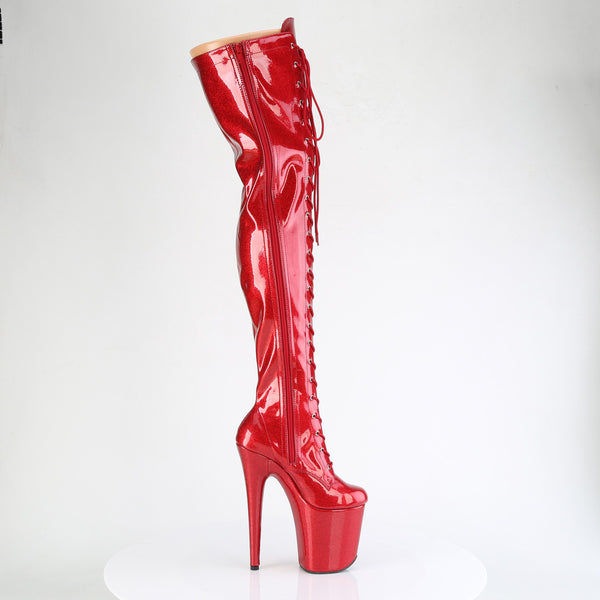 FLAMINGO-3020GP Plateau Overknee Stiefel Rot Lack | Pleaser