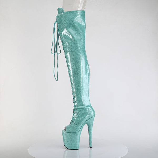 FLAMINGO-3021GP Plateau Overknee Stiefel türkis von Pleaser – Ansicht 3