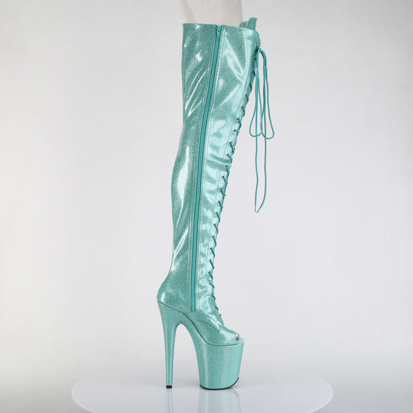 FLAMINGO-3021GP Plateau Overknee Stiefel türkis von Pleaser – Ansicht 5
