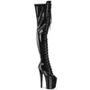 FLAMINGO-3021GP Plateau Overknee Stiefel Schwarz | Pleaser