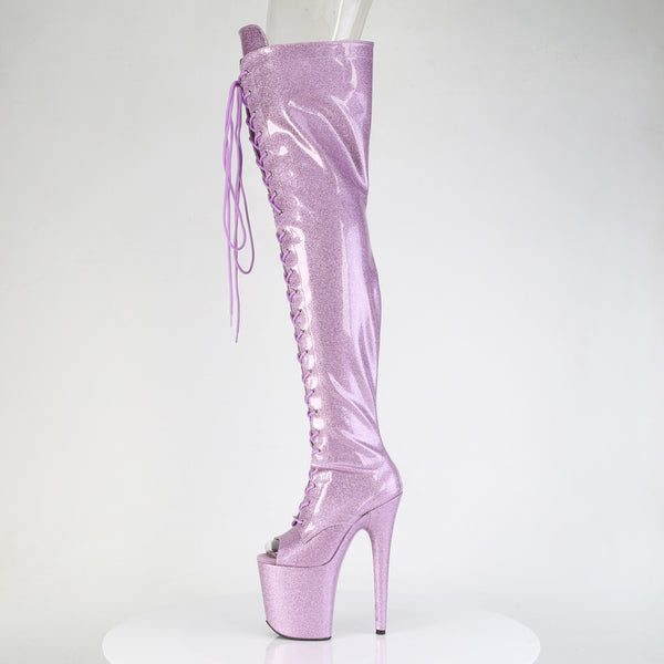 FLAMINGO-3021GP Plateau Overknee Stiefel Lila von Pleaser – Ansicht 3