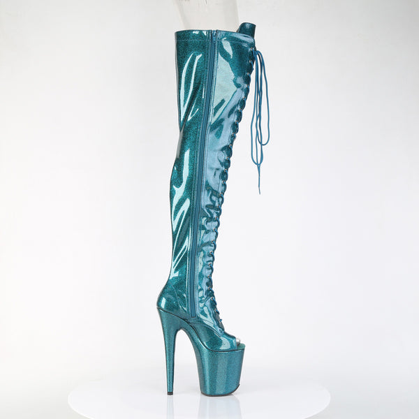 FLAMINGO-3021GP Plateau Overknee Stiefel Dunkel Türkis von Pleaser – Ansicht 5