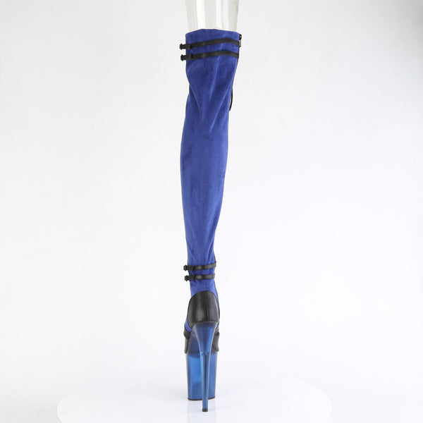 FLAMINGO-3027 Plateau Overknee Stiefel - Blau von Pleaser – Ansicht 4