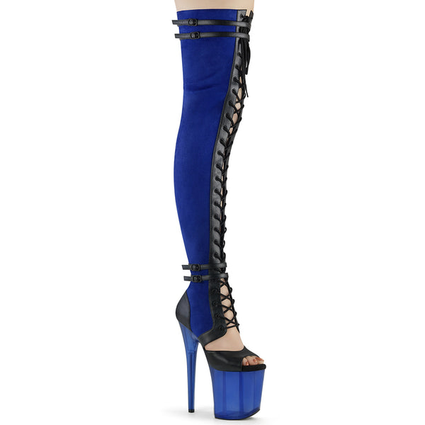 FLAMINGO-3027 Plateau Overknee Stiefel - Blau von Pleaser