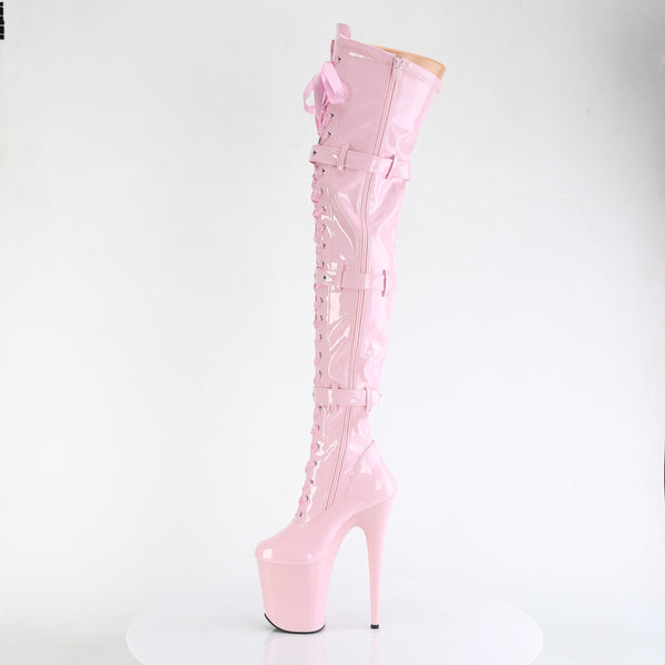 FLAMINGO-3028 Overknee Plateau Stiefel Rosa von Pleaser – Ansicht 3