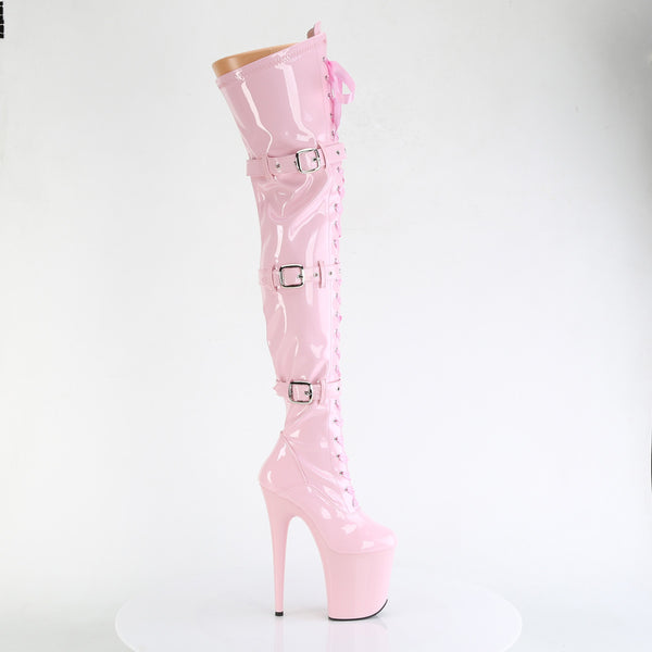 FLAMINGO-3028 Overknee Plateau Stiefel Rosa von Pleaser – Ansicht 5