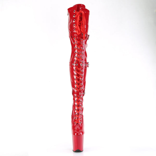 FLAMINGO-3028 Plateau Overknee Stiefel Rot Lack | Pleaser