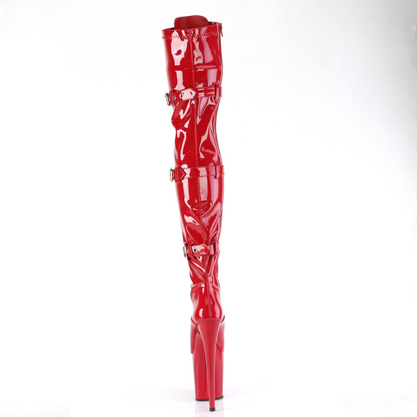 FLAMINGO-3028 Plateau Overknee Stiefel Rot Lack | Pleaser