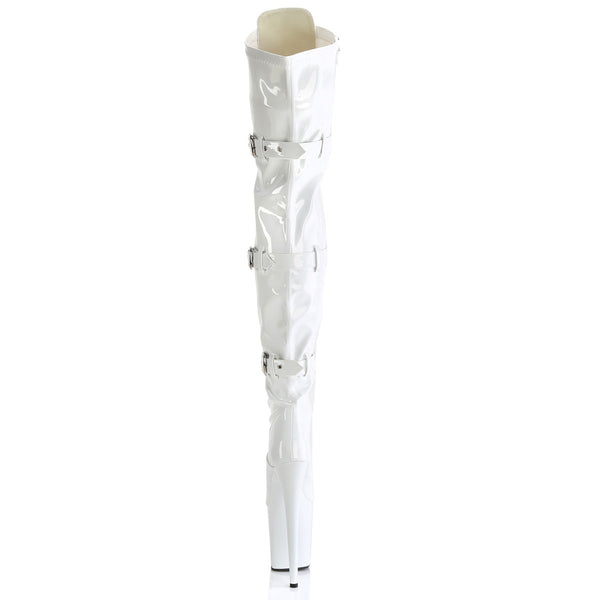 FLAMINGO-3028 Plateau Overknee Stiefel Weiß Lack | Pleaser