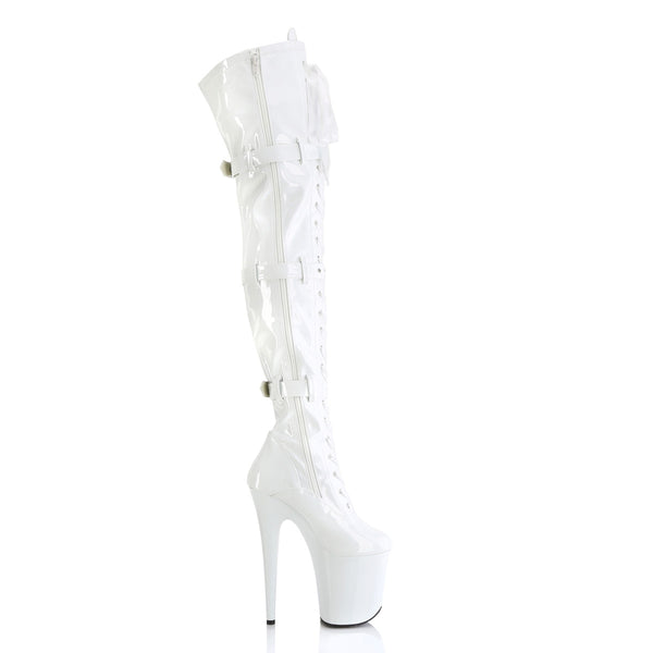 FLAMINGO-3028 Plateau Overknee Stiefel Weiß Lack | Pleaser