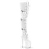 FLAMINGO-3028 Plateau Overknee Stiefel Weiß Lack von Pleaser
