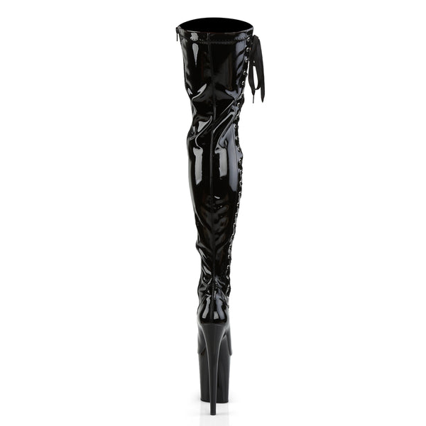 FLAMINGO-3050 Plateau Overknee Stiefel Schwarz Lack | Pleaser