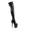 FLAMINGO-3050 Plateau Overknee Stiefel Schwarz Lack von Pleaser – Ansicht 5