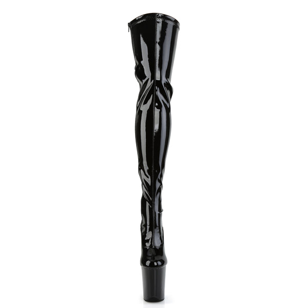 FLAMINGO-3063 Plateau Overknee Stiefel Schwarz Lack | Pleaser
