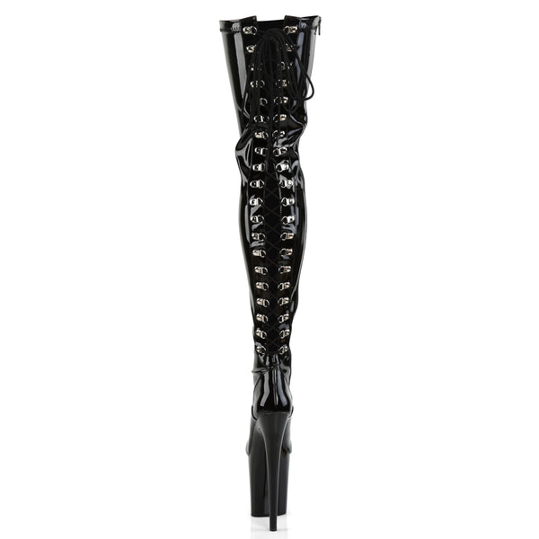 FLAMINGO-3063 Plateau Overknee Stiefel Schwarz Lack | Pleaser
