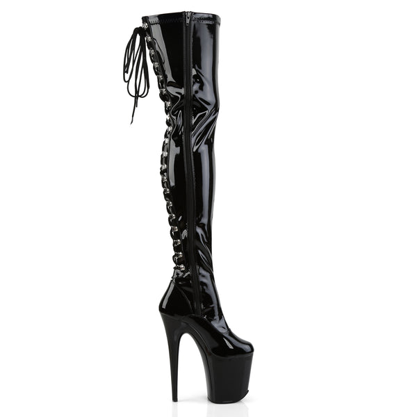 FLAMINGO-3063 Plateau Overknee Stiefel Schwarz Lack | Pleaser