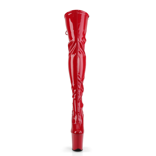 FLAMINGO-3063 Plateau Overknee Stiefel Rot Lack | Pleaser