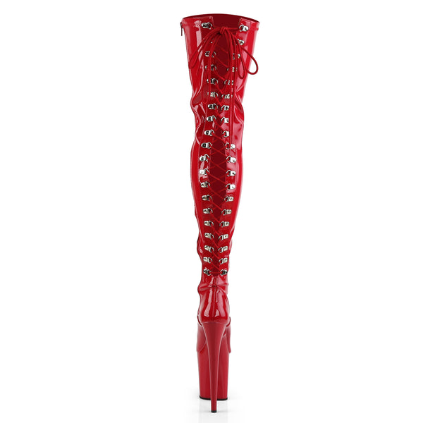 FLAMINGO-3063 Plateau Overknee Stiefel Rot Lack | Pleaser