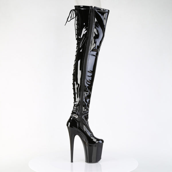 FLAMINGO-3850 Plateau Overknee Stiefel Schwarz Lack von Pleaser – Ansicht 5
