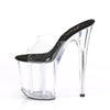FLAMINGO-801 Plateau Pantoletten Schwarz/Transparent | Pleaser