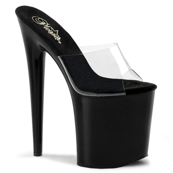 FLAMINGO-801 Plateau Pantoletten Schwarz Lack von Pleaser