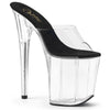 FLAMINGO-801 Plateau Pantoletten Schwarz/Transparent | Pleaser