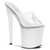 FLAMINGO-801 Plateau Pantoletten Transparent/Weiß | Pleaser