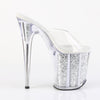 FLAMINGO-801G Plateau Pantoletten Silber | Pleaser