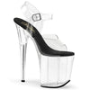 FLAMINGO-808 Plateau Sandaletten Transparent/Schwarz | Pleaser