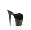 FLAMINGO-808FUR Plateau Sandaletten Schwarz Lack Kunstfell | Pleaser
