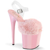 FLAMINGO-808FUR Plateau Sandaletten Rosa Lack Kunstfell | Pleaser