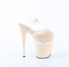 FLAMINGO-808FUR Plateau Sandaletten Beige Lack Kunstfell | Pleaser