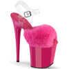 FLAMINGO-808FUR Plateau Sandaletten Pink Lack Kunstfell | Pleaser