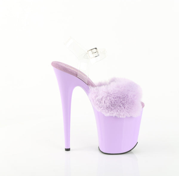 FLAMINGO-808FUR Plateau Sandaletten Lila Lack Kunstfell | Pleaser