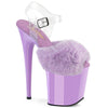 FLAMINGO-808FUR Plateau Sandaletten Lila Lack Kunstfell | Pleaser