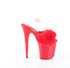 FLAMINGO-808FUR Plateau Sandaletten Rot Lack Kunstfell | Pleaser