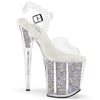 FLAMINGO-808G Plateau Sandaletten Silber Transparent | Pleaser