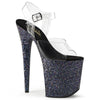 FLAMINGO-808LG Plateau Sandaletten Schwarz Glitzer | Pleaser