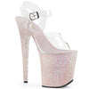 FLAMINGO-808LG Plateau Sandaletten Opal Rosa Glitzer | Pleaser