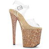 FLAMINGO-808LG Plateau Sandaletten Rose Gold Glitzer | Pleaser