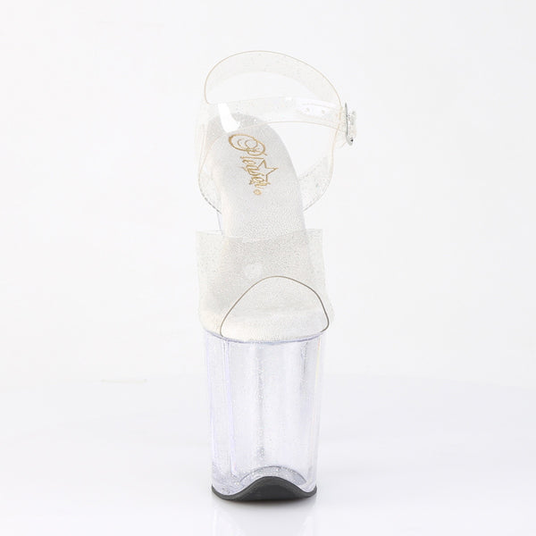 FLAMINGO-808MMG Plateau Sandaletten Transparent Glitzer von Pleaser – Ansicht 2