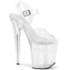 FLAMINGO-808MMG Plateau Sandaletten Transparent Glitzer von Pleaser