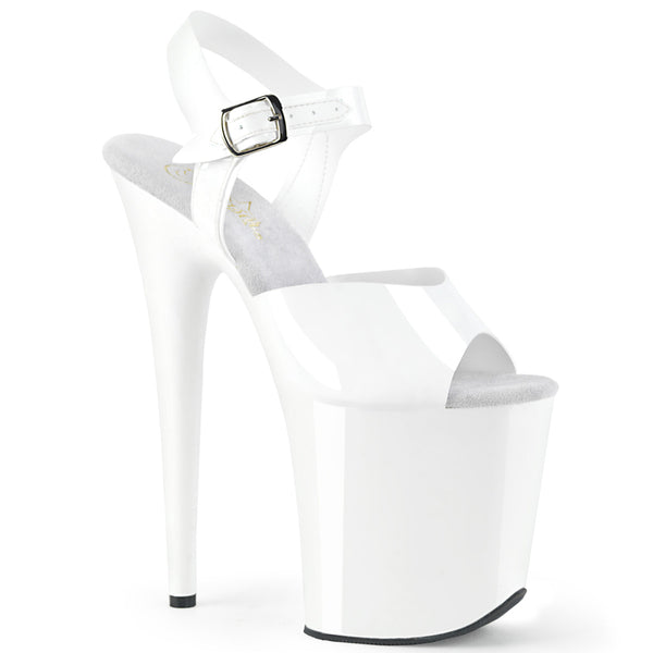 FLAMINGO-808N Plateau Sandaletten Weiß Lack | Pleaser