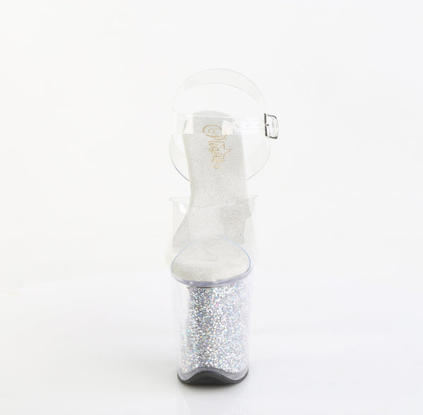 FLAMINGO-808PREM-RSI Plateau Sandaletten Glitzer/ Transparent von Pleaser – Ansicht 2