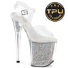FLAMINGO-808PREM-RSI Plateau Sandaletten Glitzer/ Transparent von Pleaser