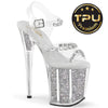 FLAMINGO-808PREM-STN Plateau Sandaletten Silber Glitzer von Pleaser